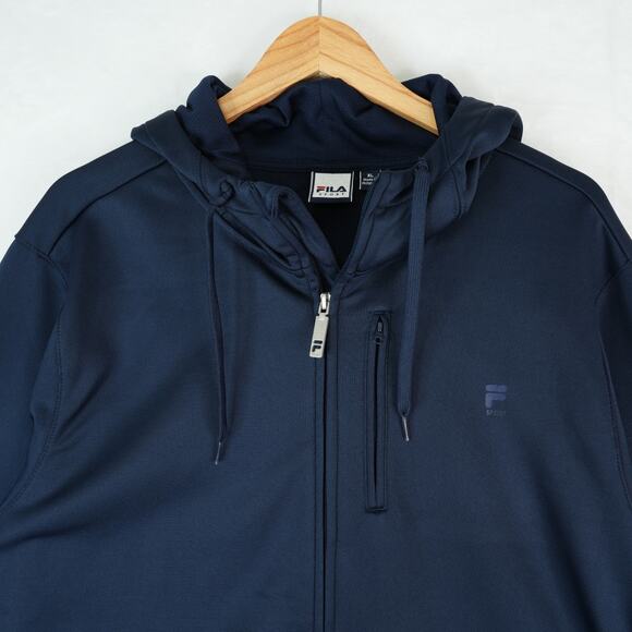 Fila Sport Hoodie Jacket Mens XL Navy Blue Full Zip Athletic Performance Tech - Picture 3 of 9